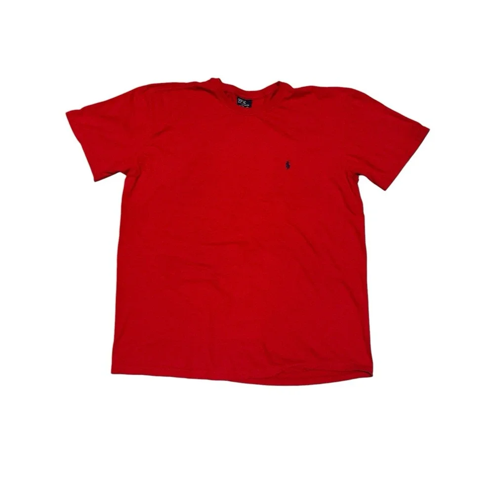 Polo By Ralph Lauren Red Men's T-Shirt With Blue Embroidered Logo Pony‎ Size L